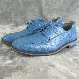 Hugo Vitelli Dress Shoes Mens 6 Light Blue Excellent Faux Croc K7229FRBL